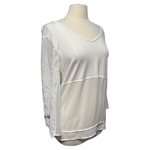 Elisa Cavalleti European Sheer Ornate Embroidered Ivory Tunic Top US Size 10